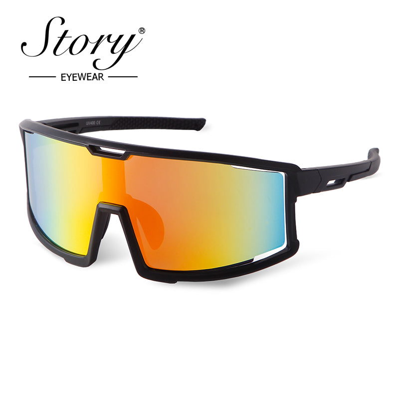 Men's &women's outdoor cycling sports glasses, colorful trendy large frame sunglasses, windproof sunglasses
