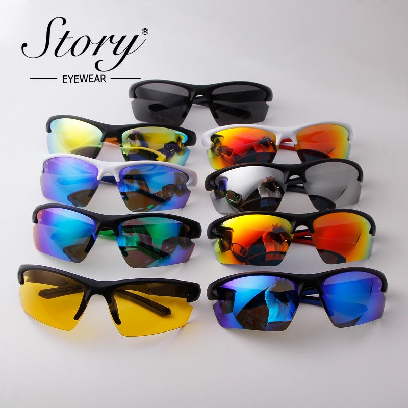 Fashionable all-in-one Reflective Sunglasses, European and American trends,Personalized Color film sports mirrors,Large Frame Windshields