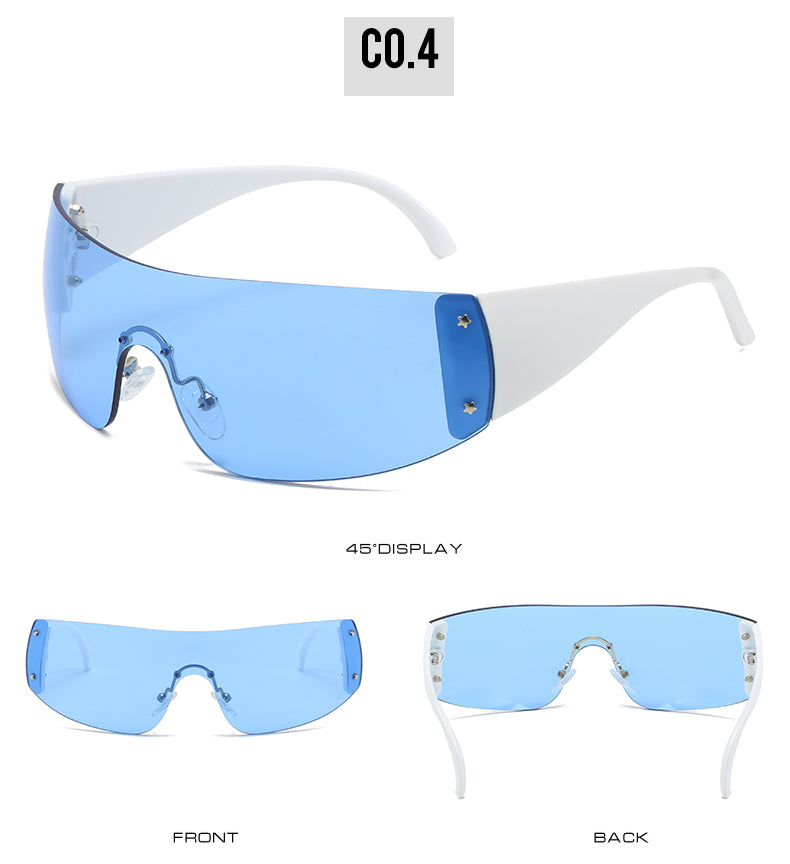 2024 New Fashion Large Frame Integrated Men's and Women's Sunglasses,Adult Sports Sunglasses frameless Mountaineering Riding Glasses