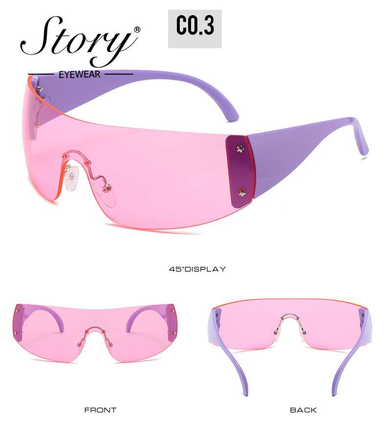 2024 New Fashion Large Frame Integrated Men's and Women's Sunglasses,Adult Sports Sunglasses frameless Mountaineering Riding Glasses