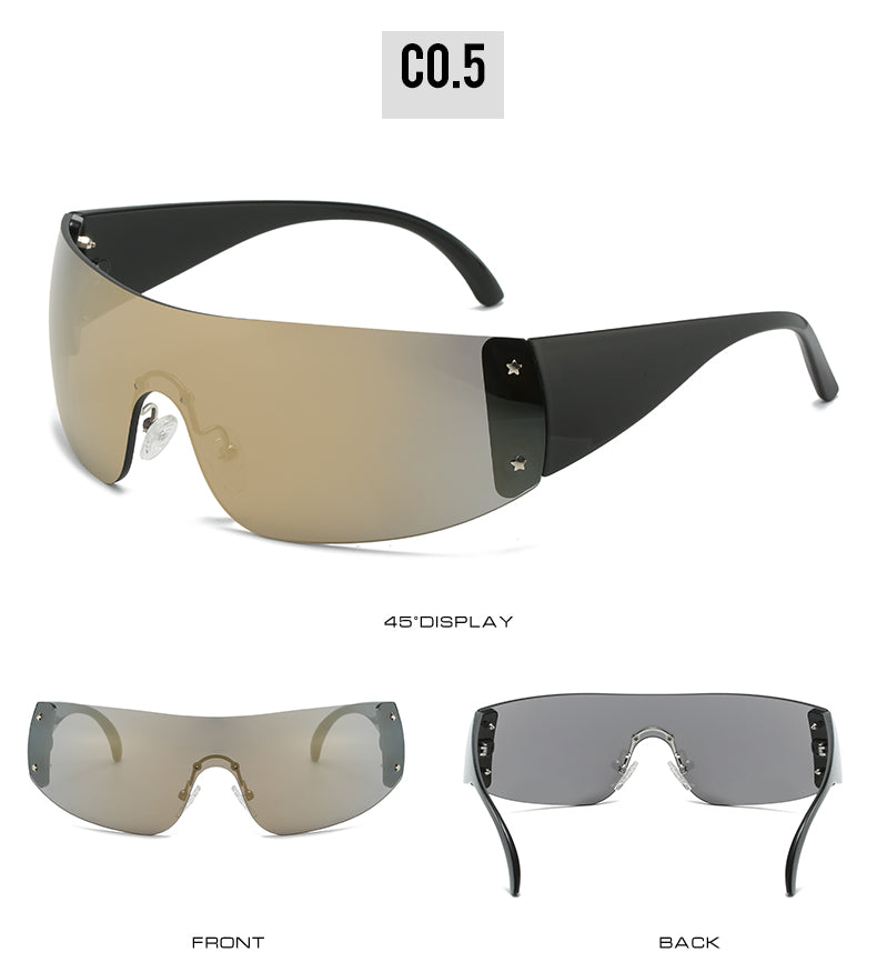 2024 New Fashion Large Frame Integrated Men's and Women's Sunglasses,Adult Sports Sunglasses frameless Mountaineering Riding Glasses