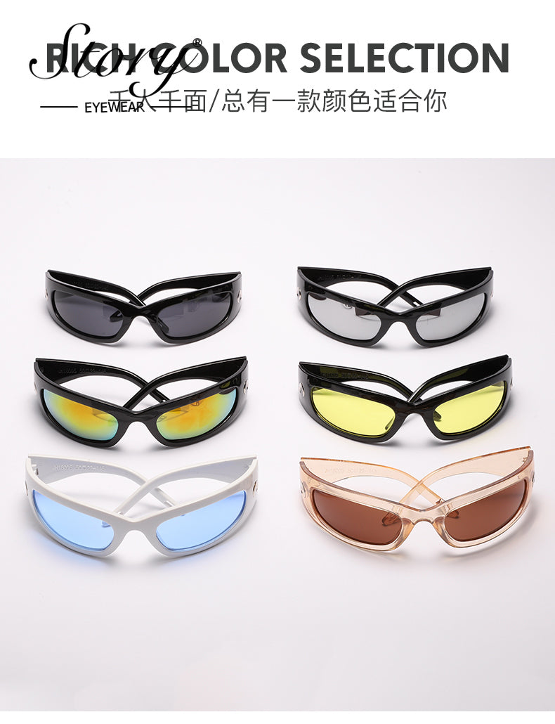2024 New Trendy Colorful Reflective Glasses,Fashion Cross Mirror Sunglasses,Outdoor Unisex Cycling Sports Sunglasses