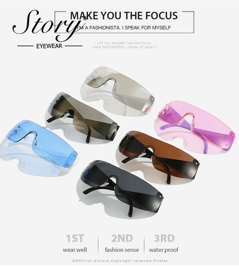 2024 New Fashion Large Frame Integrated Men's and Women's Sunglasses,Adult Sports Sunglasses frameless Mountaineering Riding Glasses