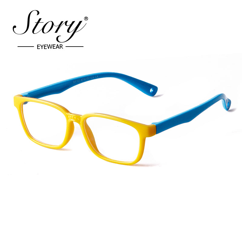 2024 New Fashionable Children's Anti Blue Light Glasses Trend Combination Color Street Shooting Flat Light Glasses Silicone Goggles Soft Frame Glasses