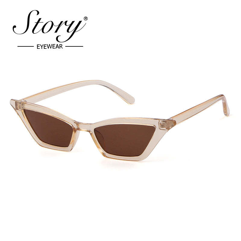 STORY 2024 Retro Red Cat Eye Sunglasses,Fashion Skinny Frame SunGlass,Black Leopard Shades