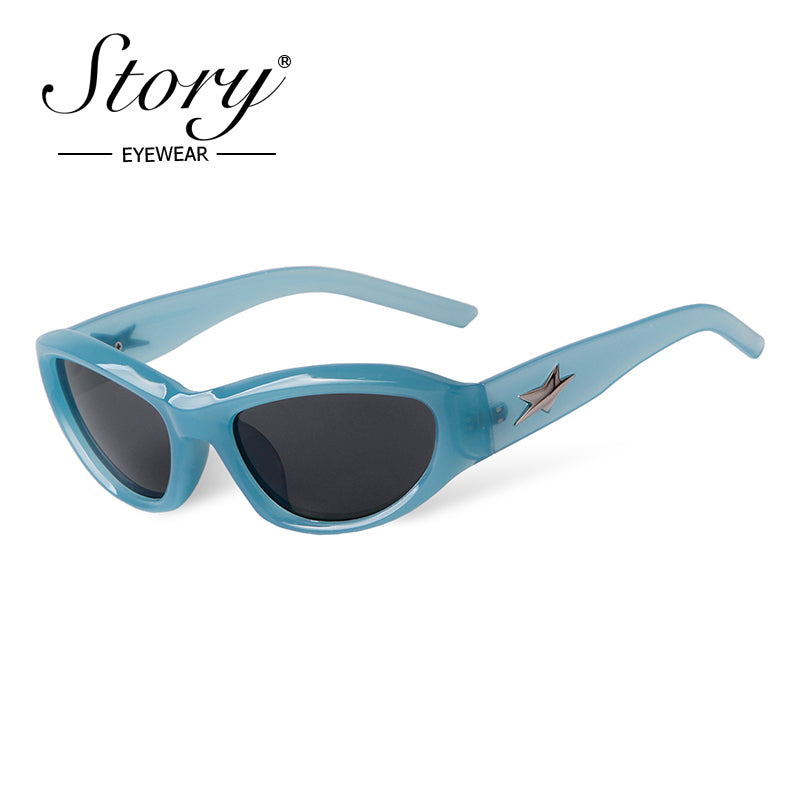 Fashion Cat's Eye Sunglasses Personalized Five pointed Star   Cycling Sports Sunglasses Female