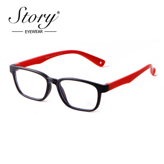 2024 New Fashionable Children's Anti Blue Light Glasses Trend Combination Color Street Shooting Flat Light Glasses Silicone Goggles Soft Frame Glasses
