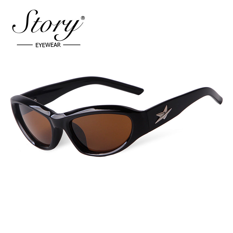 Fashion Cat's Eye Sunglasses Personalized Five pointed Star   Cycling Sports Sunglasses Female