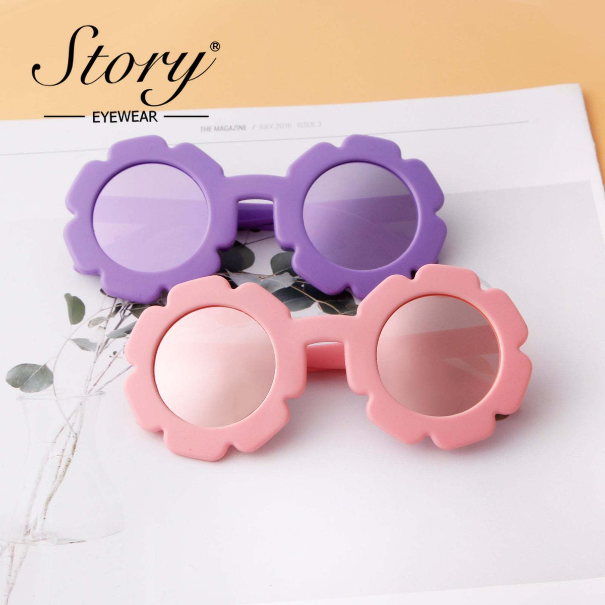 2024 New Children's  Floral Sunglasses Soft Adhesive Material Cartoon Polarized Light,Fashion Style Colorful Sunglasses
