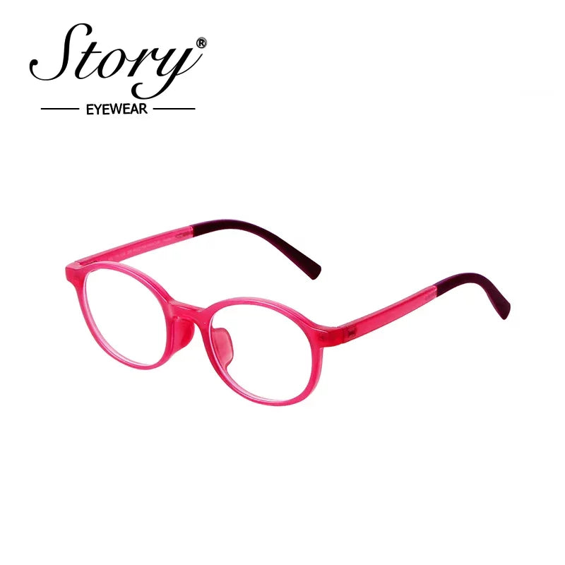 STORY Fashion Oval Anti-blue Kids Glasses TR90 Frame Girl Boy