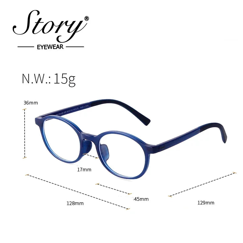 STORY Fashion Oval Anti-blue Kids Glasses TR90 Frame Girl Boy