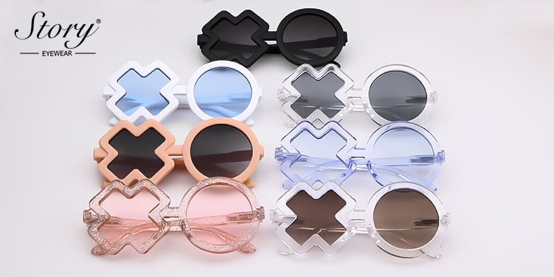 Round Frame Flower Petal Sunflower Glasses, Comfortable Colorful Children's Sunglasses