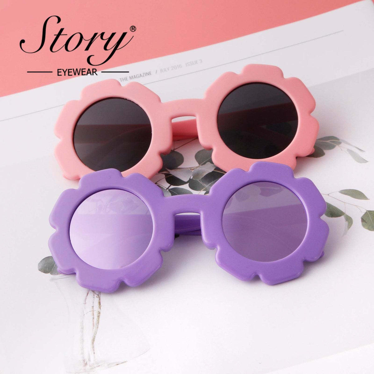 2024 New Children's  Floral Sunglasses Soft Adhesive Material Cartoon Polarized Light,Fashion Style Colorful Sunglasses