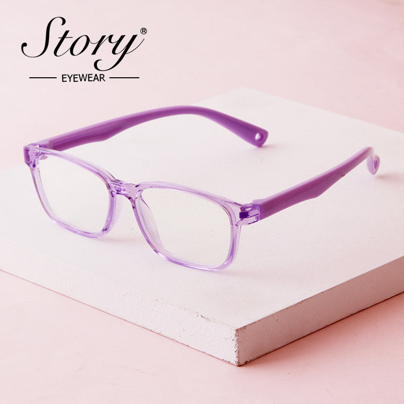 Versatile Eye Protection,Can Be Paired with Myopia Glasses,Children's Anti Blue Light Flat Light Glasses,TR90 Silicone Material