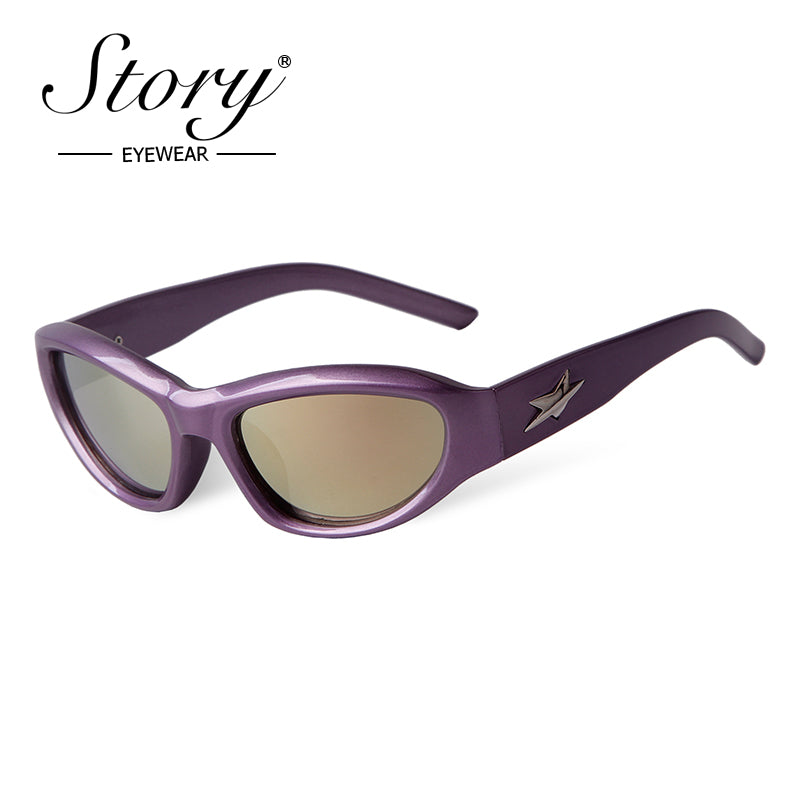 Fashion Cat's Eye Sunglasses Personalized Five pointed Star   Cycling Sports Sunglasses Female