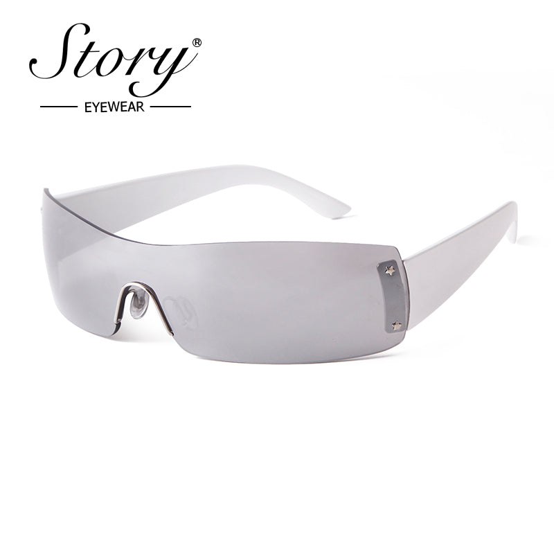 2024 New Integrated  Fashion Sunglasses, Personalized Fashion Large Frame Windshields, Trendy Matching Sunglasses for Women