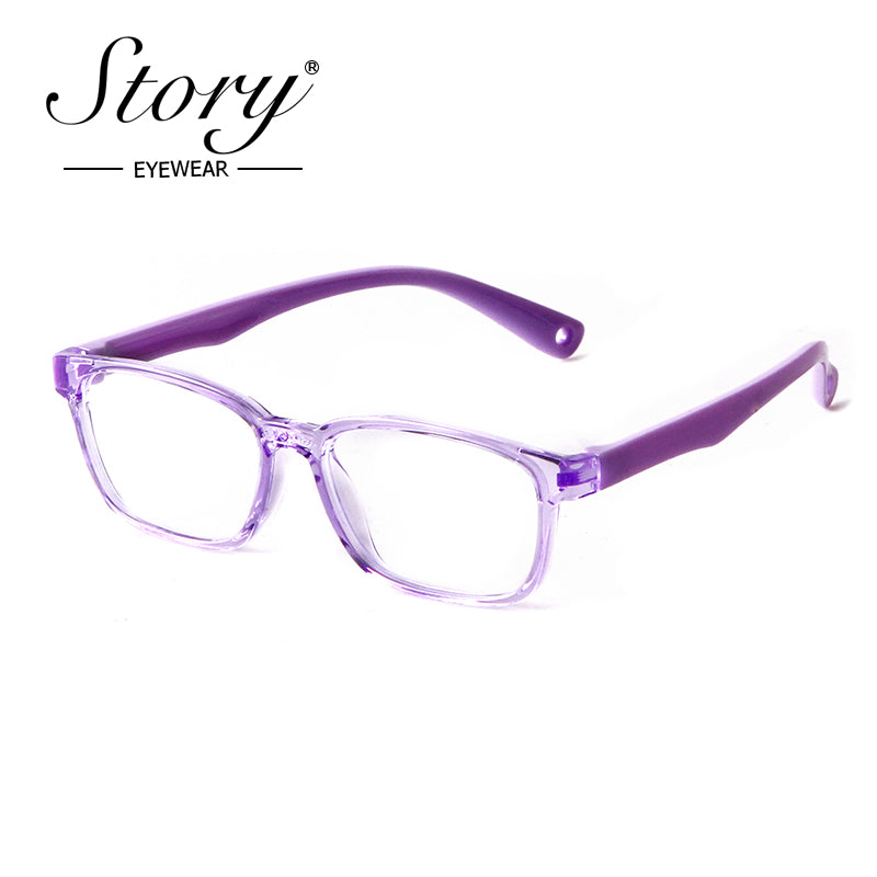 Versatile Eye Protection,Can Be Paired with Myopia Glasses,Children's Anti Blue Light Flat Light Glasses,TR90 Silicone Material