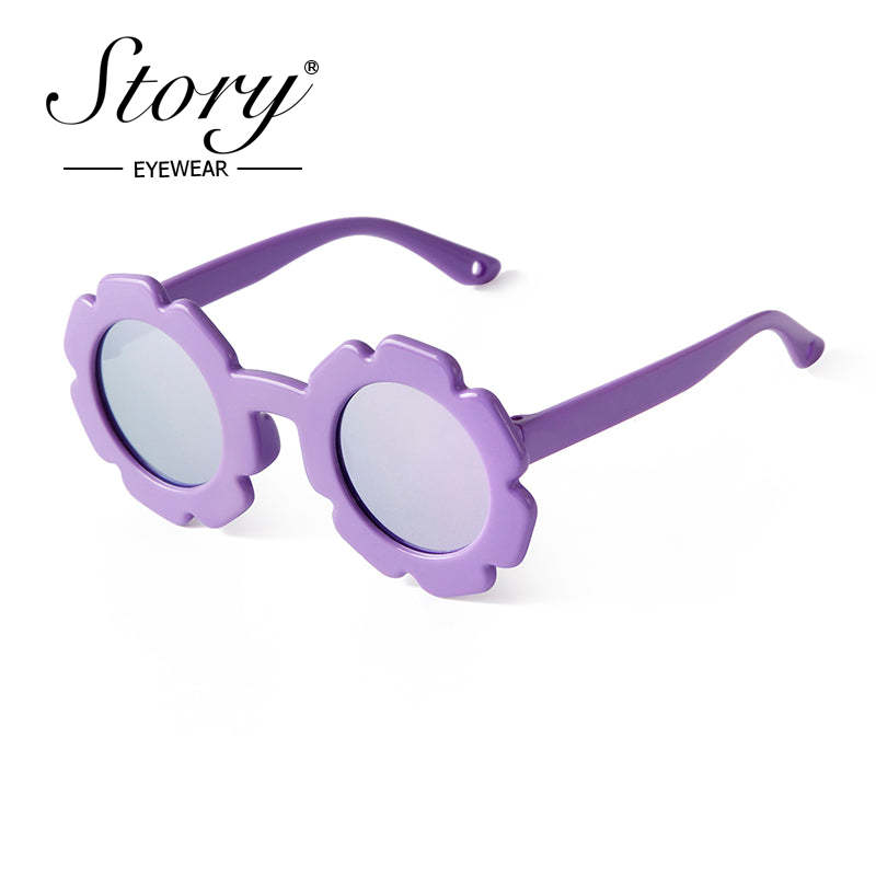 2024 New Children's  Floral Sunglasses Soft Adhesive Material Cartoon Polarized Light,Fashion Style Colorful Sunglasses