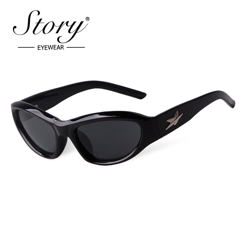 Fashion Cat's Eye Sunglasses Personalized Five pointed Star   Cycling Sports Sunglasses Female