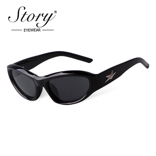 Fashion Cat's Eye Sunglasses Personalized Five pointed Star   Cycling Sports Sunglasses Female