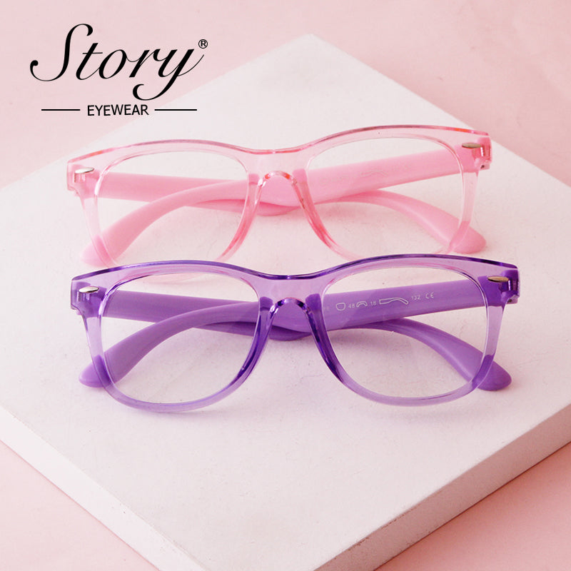 2024 New Fashionable Hot Selling Combination Color Children's Day Glasses TR90 Transparent Color Versatile Trend Casual Flat Mirror Factory Direct Sales