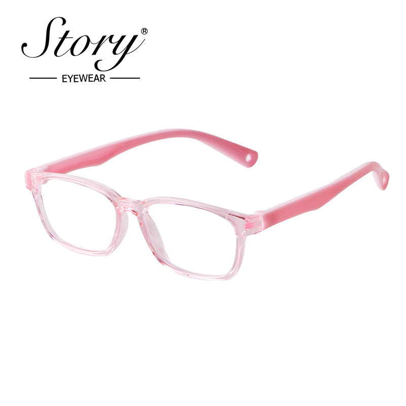 Versatile Eye Protection,Can Be Paired with Myopia Glasses,Children's Anti Blue Light Flat Light Glasses,TR90 Silicone Material