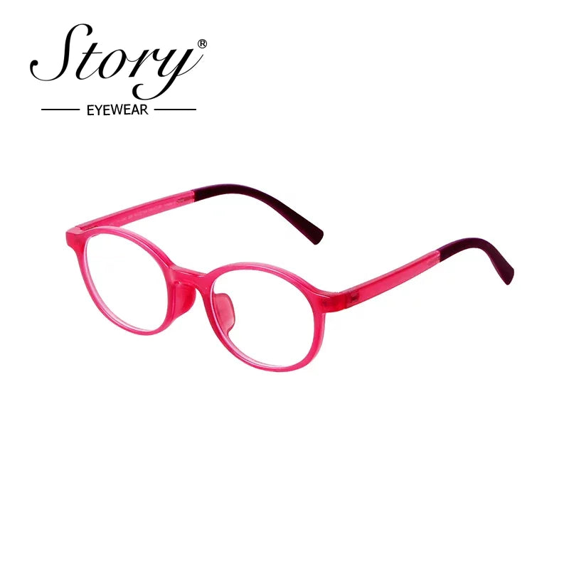 STORY Fashion Oval Anti-blue Kids Glasses TR90 Frame Girl Boy