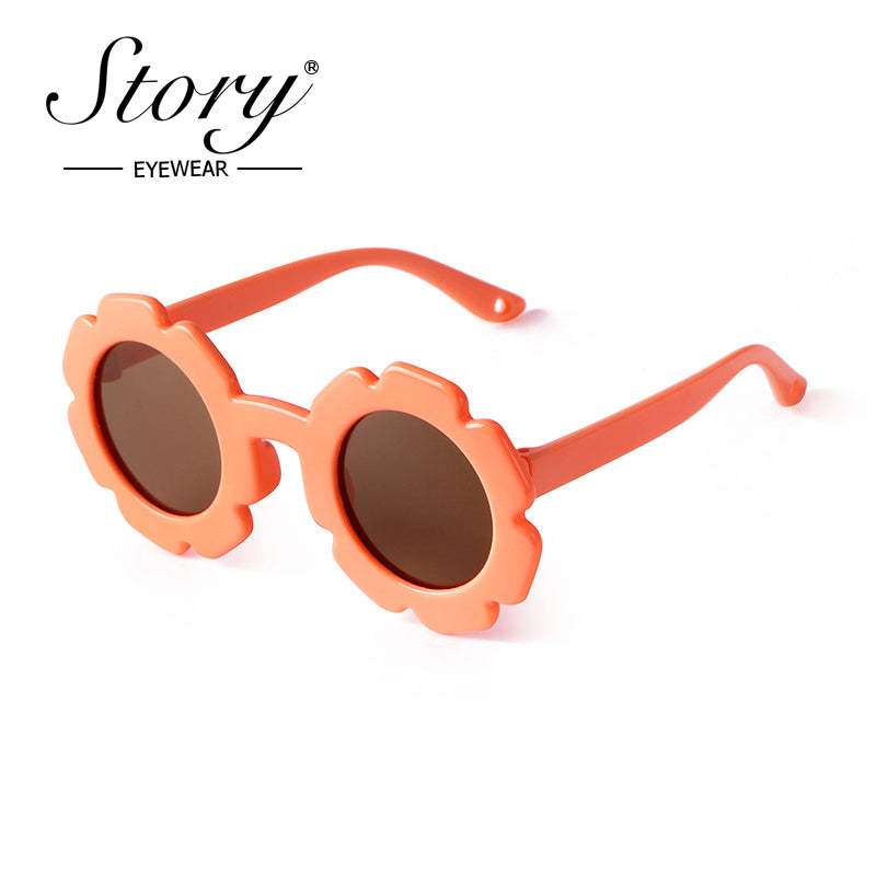 2024 New Children's  Floral Sunglasses Soft Adhesive Material Cartoon Polarized Light,Fashion Style Colorful Sunglasses