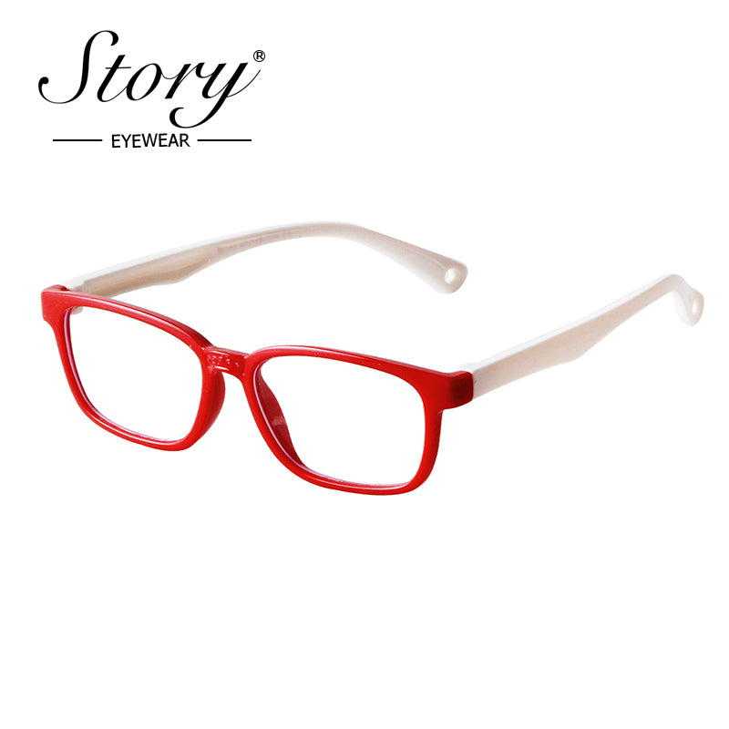 2024 New Fashionable Children's Anti Blue Light Glasses Trend Combination Color Street Shooting Flat Light Glasses Silicone Goggles Soft Frame Glasses