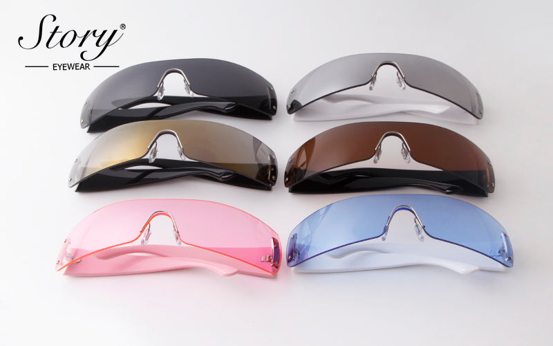 2024 New Integrated  Fashion Sunglasses, Personalized Fashion Large Frame Windshields, Trendy Matching Sunglasses for Women