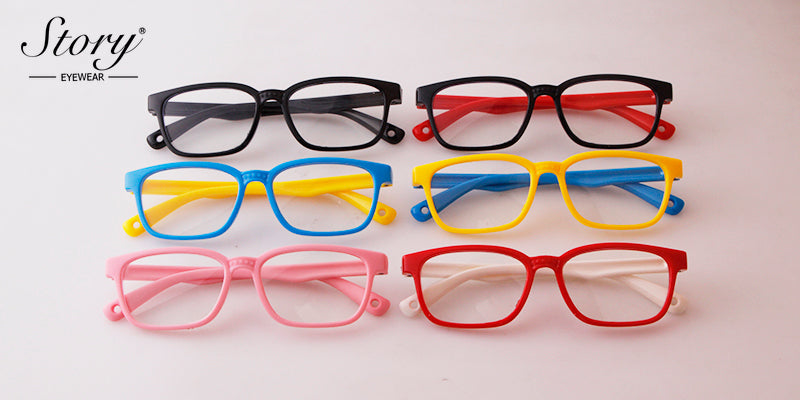 2024 New Fashionable Children's Anti Blue Light Glasses Trend Combination Color Street Shooting Flat Light Glasses Silicone Goggles Soft Frame Glasses