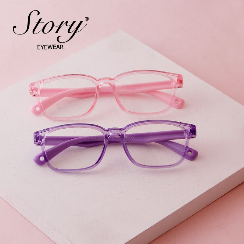 Versatile Eye Protection,Can Be Paired with Myopia Glasses,Children's Anti Blue Light Flat Light Glasses,TR90 Silicone Material