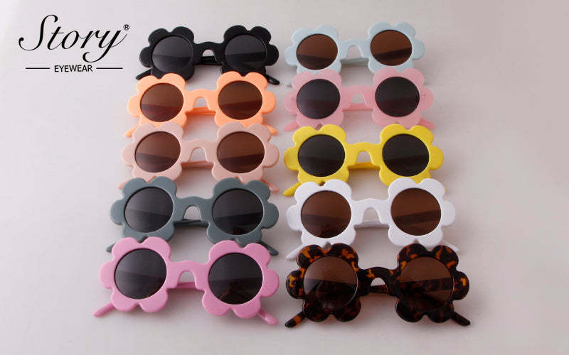 2024 New Fashion Children's Cartoon Cute Fashion Style Sunflower Sunglasses Shading Polarized Light Travel Street Shooting Trend Sunglasses Versatile
