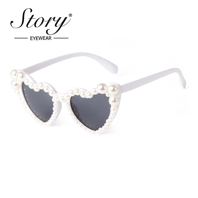 2024 European and American style Large Frame  Love Pearl Inlaid Sunglasses Women's Beach  Sunglasses Photography Glasses