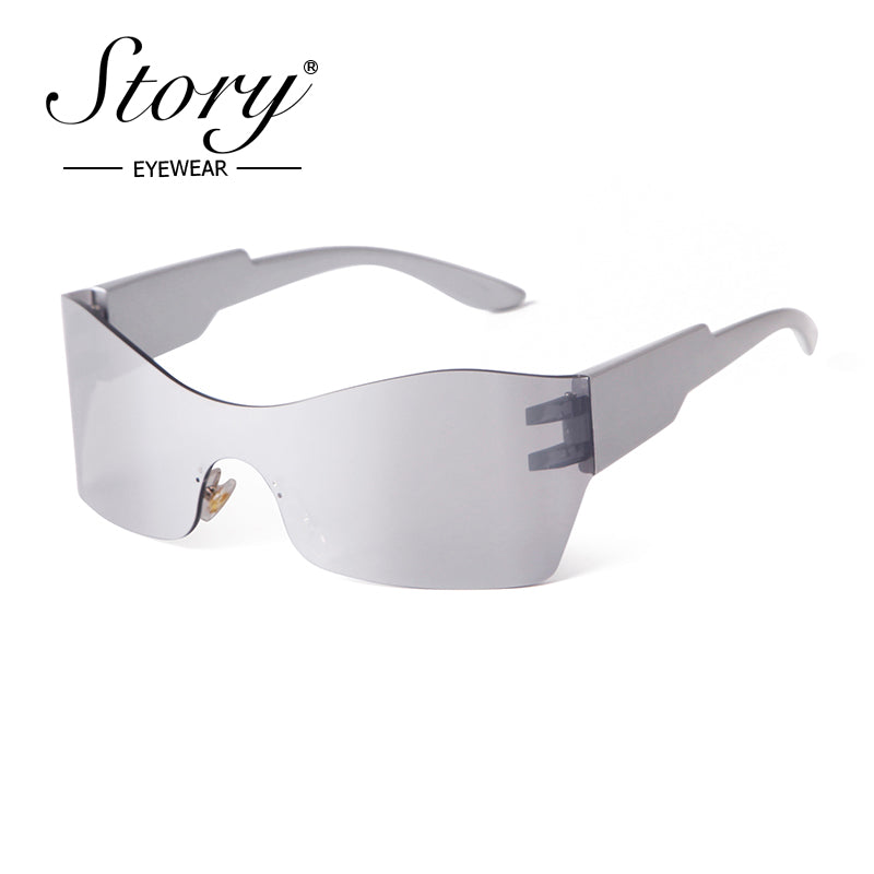 2024 New Integrated Large Frame Fashion Color Film Sunglasses, Personalized Frameless Glasses, Outdoor Cycling Sports Sunglasses