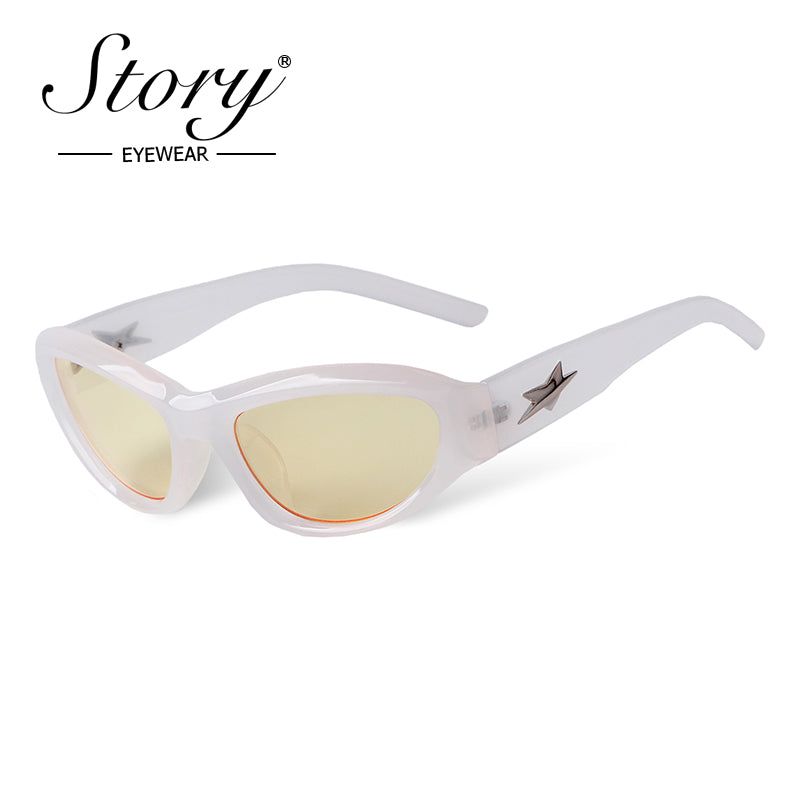 Fashion Cat's Eye Sunglasses Personalized Five pointed Star   Cycling Sports Sunglasses Female