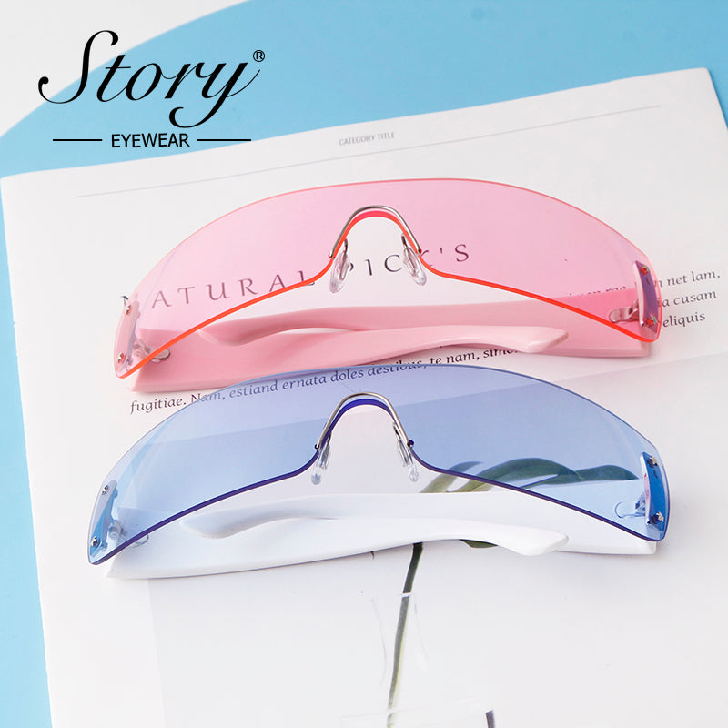 2024 New Integrated  Fashion Sunglasses, Personalized Fashion Large Frame Windshields, Trendy Matching Sunglasses for Women