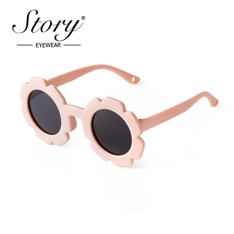 2024 New Children's  Floral Sunglasses Soft Adhesive Material Cartoon Polarized Light,Fashion Style Colorful Sunglasses
