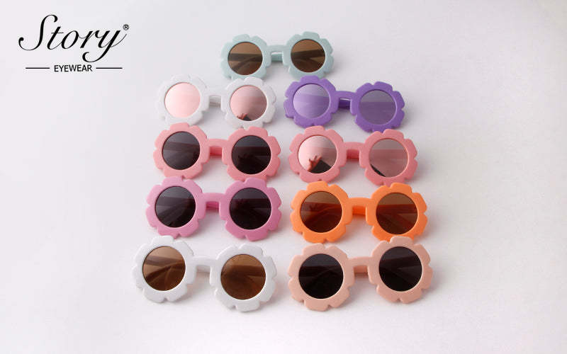 2024 New Children's  Floral Sunglasses Soft Adhesive Material Cartoon Polarized Light,Fashion Style Colorful Sunglasses
