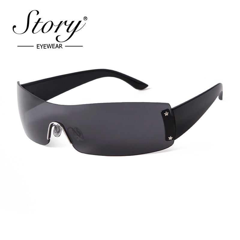 2024 New Integrated  Fashion Sunglasses, Personalized Fashion Large Frame Windshields, Trendy Matching Sunglasses for Women
