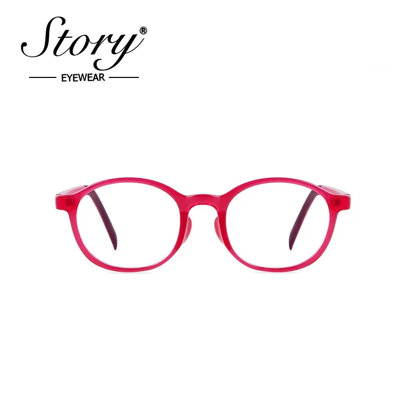STORY Fashion Oval Anti-blue Kids Glasses TR90 Frame Girl Boy