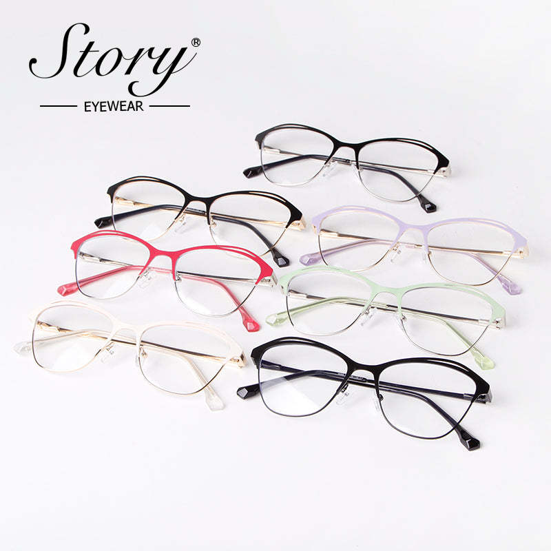 2024 New Women's Cat's Eye Frame Anti Blue Light Glasses, Fashion Trend Matching Glasses Frame