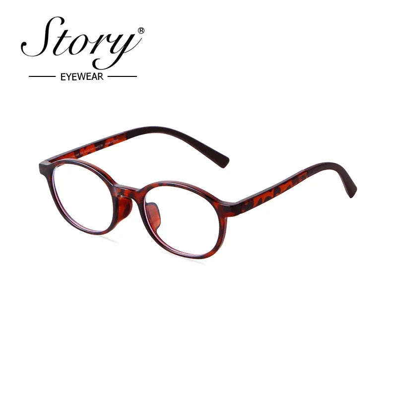 STORY Fashion Oval Anti-blue Kids Glasses TR90 Frame Girl Boy