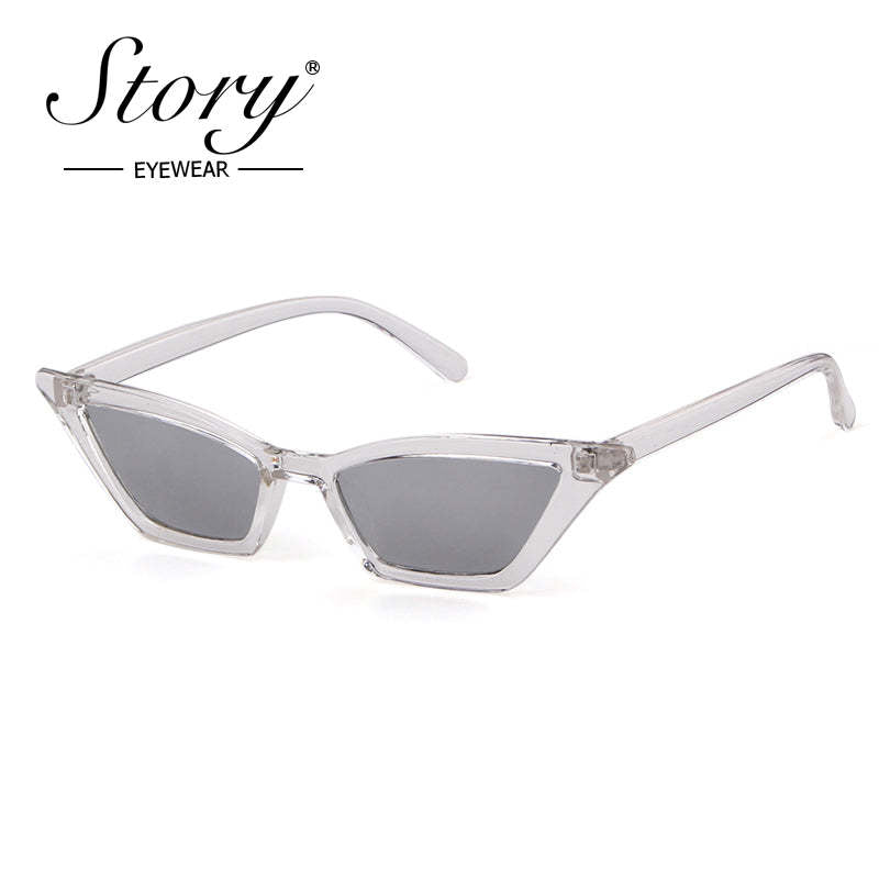 STORY 2024 Retro Red Cat Eye Sunglasses,Fashion Skinny Frame SunGlass,Black Leopard Shades