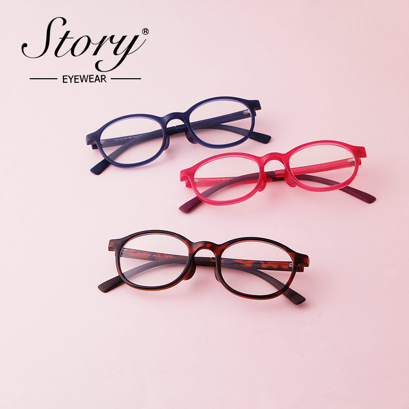STORY Fashion Oval Anti-blue Kids Glasses TR90 Frame Girl Boy
