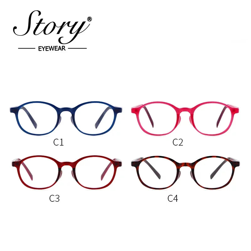 STORY Fashion Oval Anti-blue Kids Glasses TR90 Frame Girl Boy