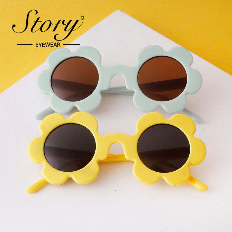 2024 New Fashion Children's Cartoon Cute Fashion Style Sunflower Sunglasses Shading Polarized Light Travel Street Shooting Trend Sunglasses Versatile