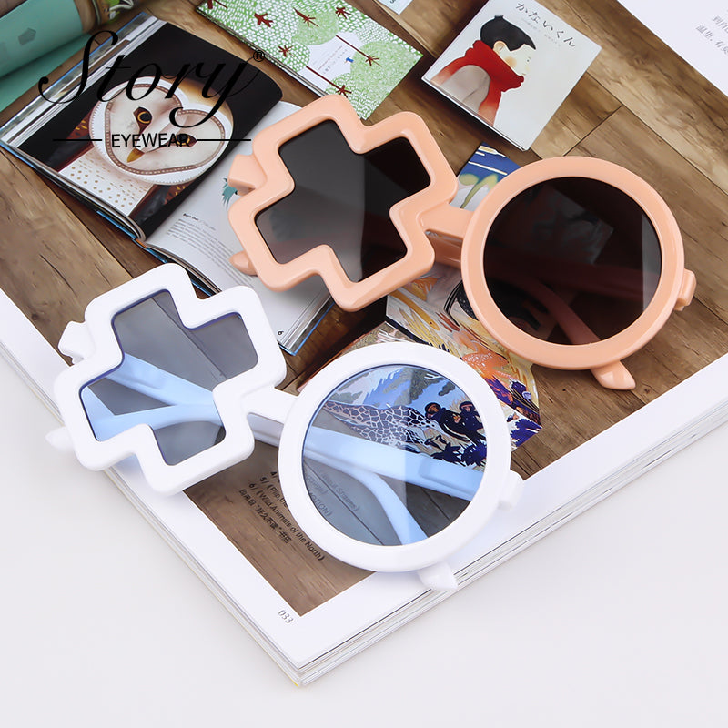 Round Frame Flower Petal Sunflower Glasses, Comfortable Colorful Children's Sunglasses