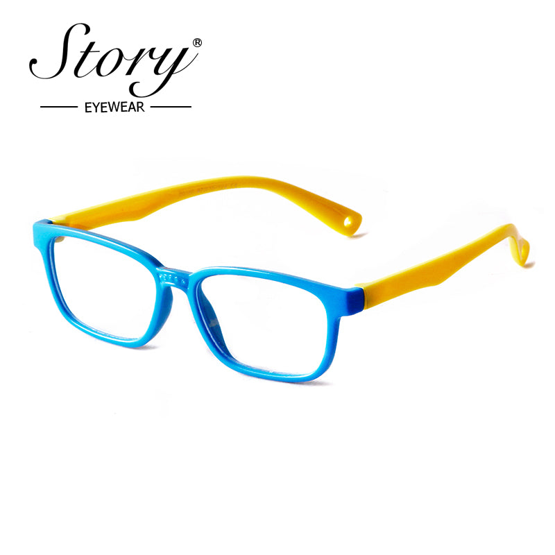 2024 New Fashionable Children's Anti Blue Light Glasses Trend Combination Color Street Shooting Flat Light Glasses Silicone Goggles Soft Frame Glasses
