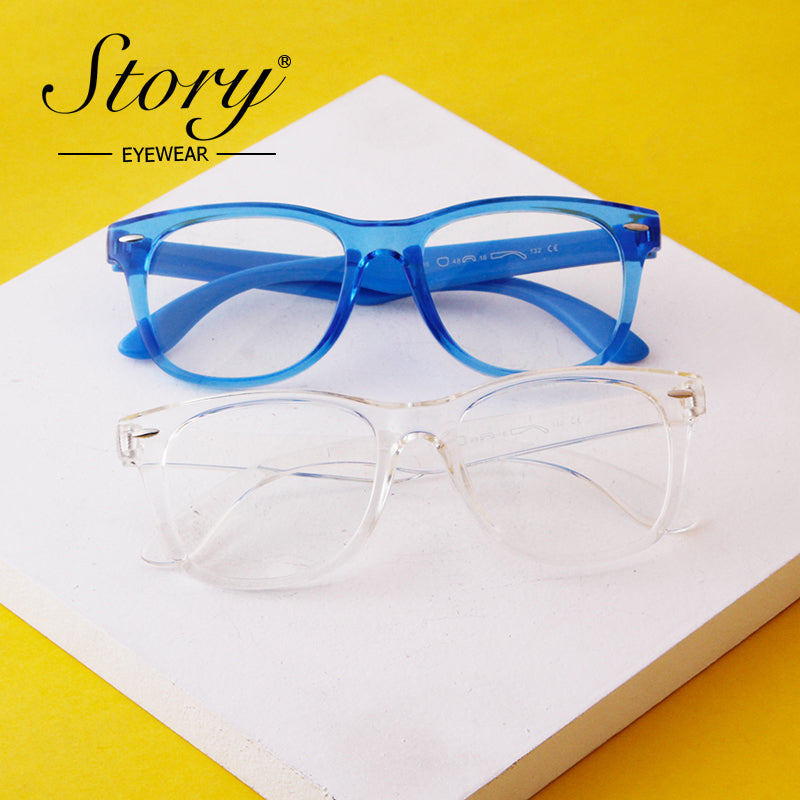 2024 New Fashionable Hot Selling Combination Color Children's Day Glasses TR90 Transparent Color Versatile Trend Casual Flat Mirror Factory Direct Sales